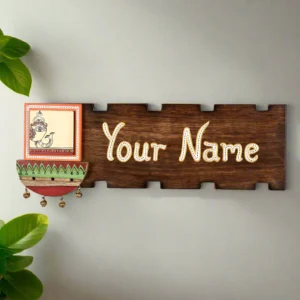 Premium Sonchafa Flower Wooden Nameplate – Personalized Home Name Board